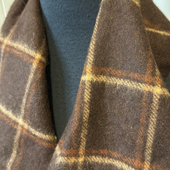 Cashmere Short Scarf West Germany Fringe End Plaid Fall Winter Outdoor - Picture 2 of 4